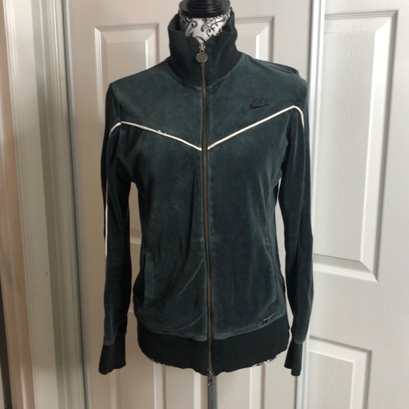 Nike Jacket Dark Green Velour Feel M 8-10 - Picture 1 of 5